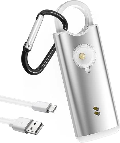 Qoosea Alarma de Seguridad Personal Recargable con Mosquetón - 135dB,