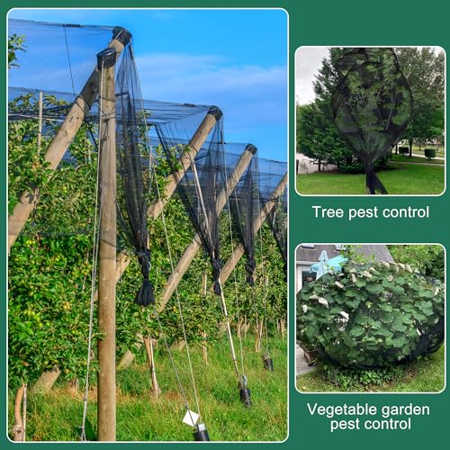 4 Packs Insect Bird Barrier Garden Mesh Netting- 9.8 x 5.6 Ft Mosquito Netting for Patio- Heavy Duty Bird Garden Screen Mesh Net for Terraces Balconies Protecting Plant Fruits from Insect Bird Eating