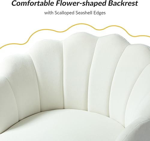 Miniatura 160 de HULALA HOME Moderno sofá biplaza de terciopelo con respaldo en forma de flor, cómodo sofá tapizado de 2 plazas con patas de metal dorado, sofá