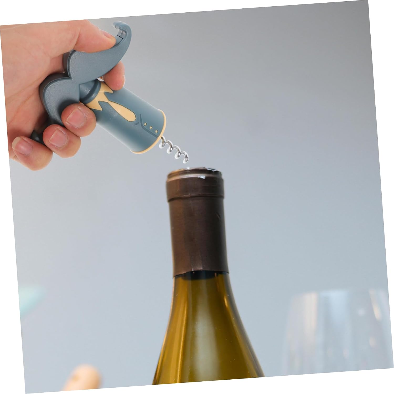 Portable Gentleman Shaped Wine Corkscrew, Stainless Steel ABS Opener Tool | Creative Ergonomic Design for Easy Use, Blue Color, Suitable for Bar Home, Beginner Friendly