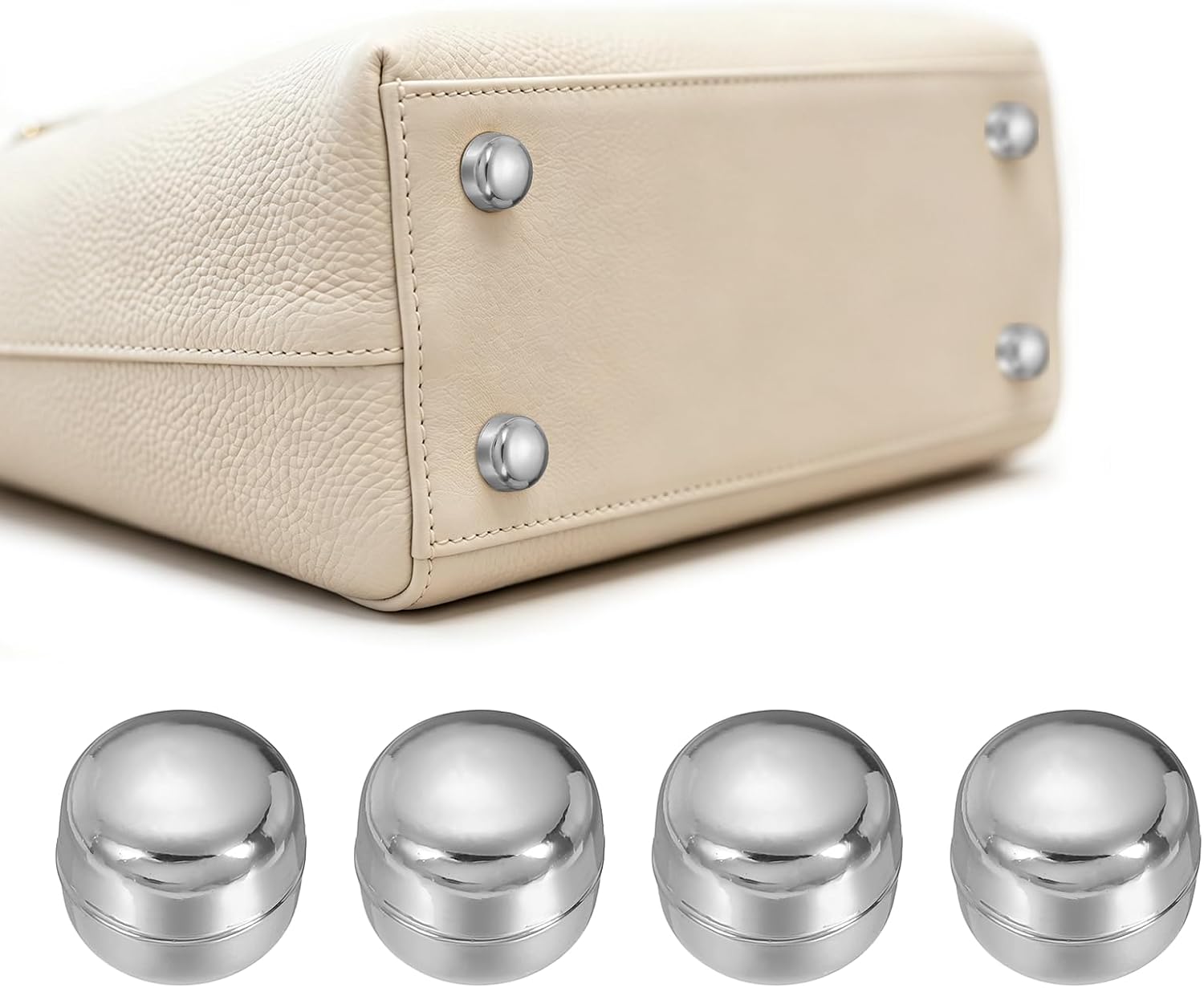 MECCANIXITY 4 Pcs Magnetic Purse Feet, Round Multiuse Hijab Magnets Handbags Bottom Pinless Buttons Invisible Bag Hardware Accessories for Purse Hijab Clothes, Silver