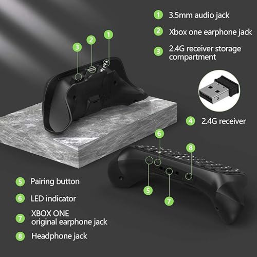 Miniatura 6 de TiMOVO Teclado de retroiluminación verde para Xbox OneOne SOne Elite2Xbox Series XS, mini teclado inalámbrico de mensajes, teclado con conector de
