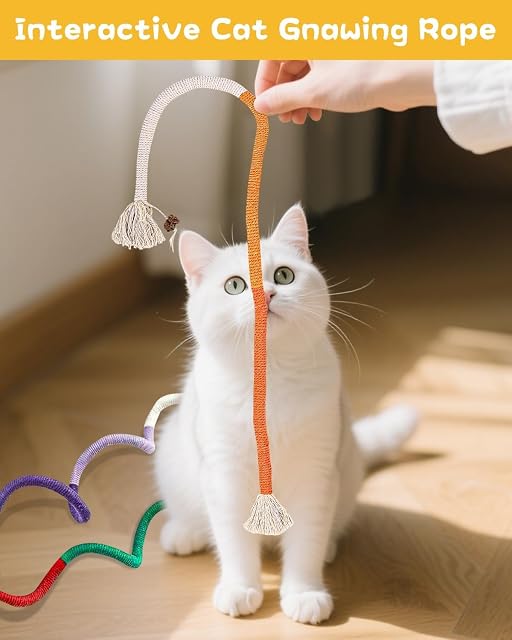 Foto 6 de 7 de Gyxova Juguete Cuerda Gato,Cuerda Dental para Gatos Juguete de Dentición