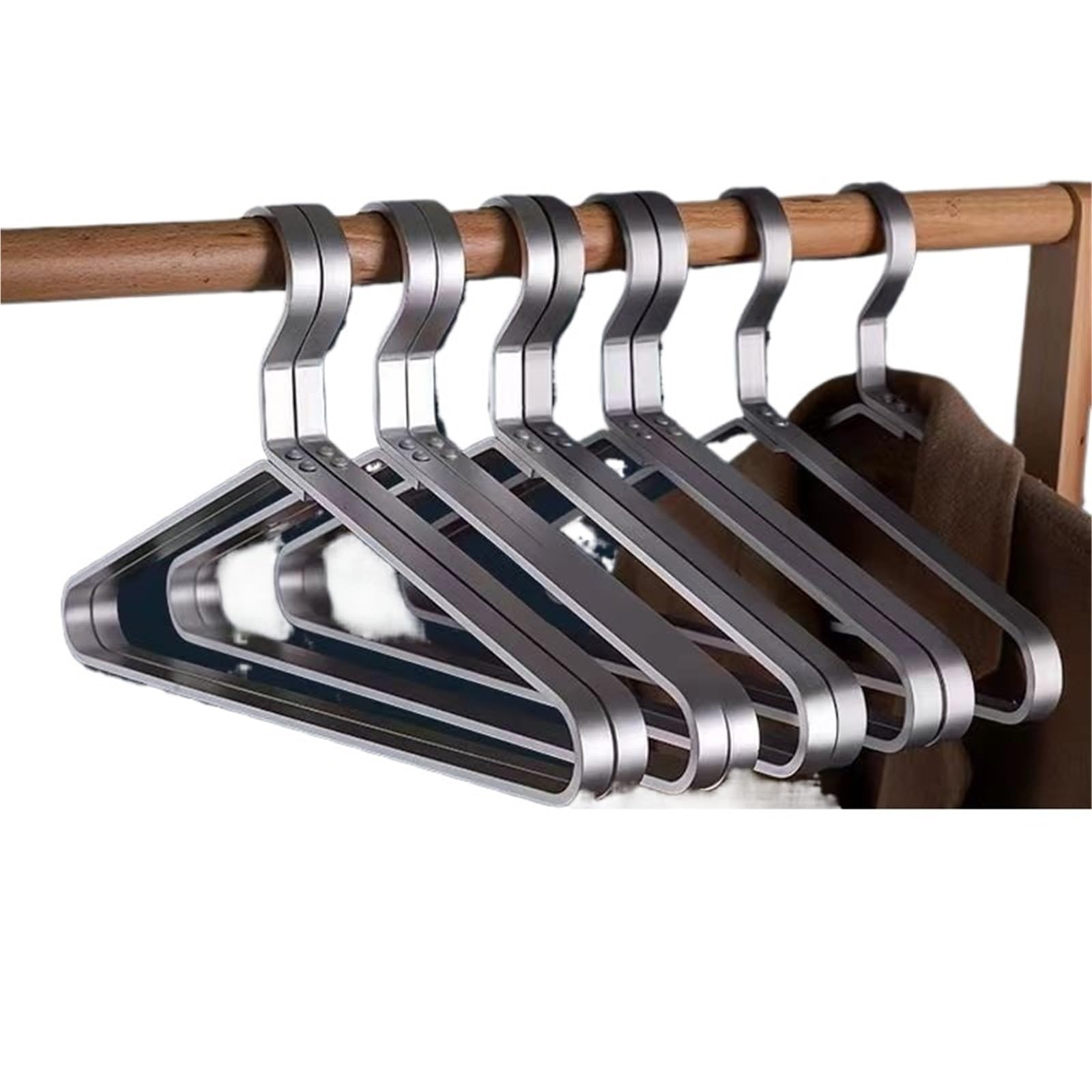 Clothes Hangers Coat Hanger 5PC Closet Suit Organizer, Solid Aluminium Alloy Clothes Hangers Pant Dresse Rack,Non-slip Non-marking(45CM-bold-silver)
