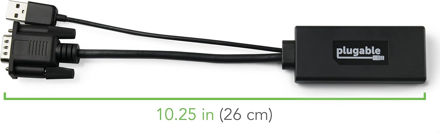 Plugable VGA to HDMI Active Adapter with Audio (Supports 1080p Displays - Windows, Mac & Linux Compatible) - Driverless