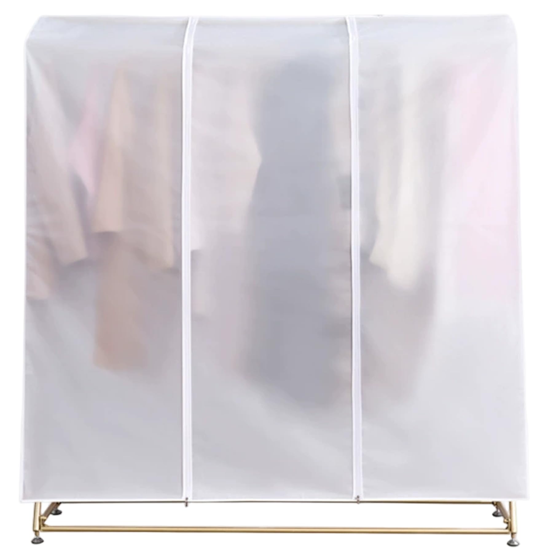 Lcarege Garment Rack Cover 43.3x19.7x59.1 Translucent Clothing Rack Cover Dustproof Waterproof Closet Covers with Zipper for Suit Coat Dress