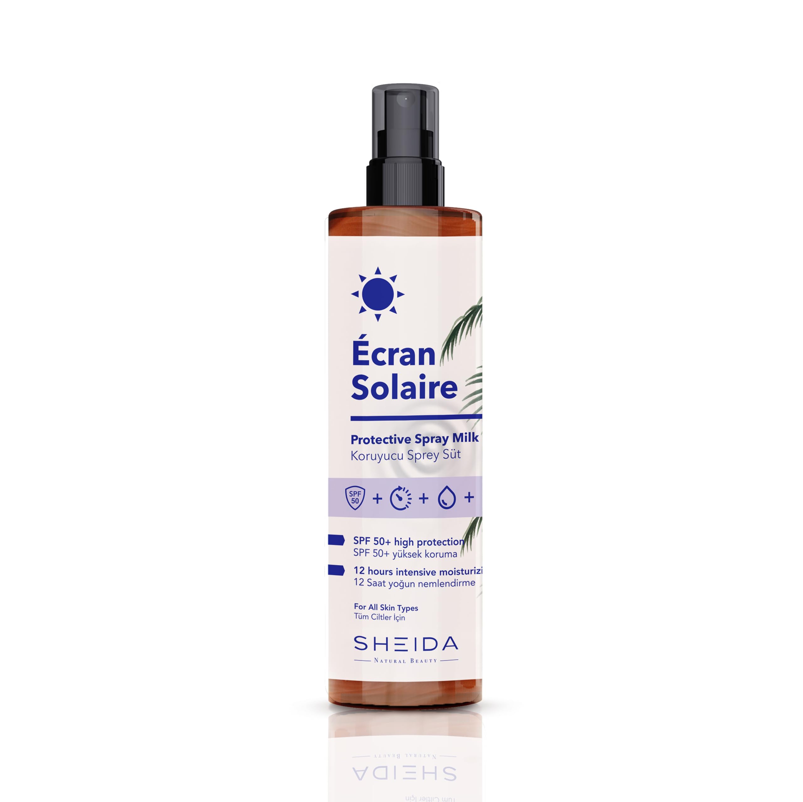 Sheida Ecran Solaire SPF 50+ Protective Spray Milk, 12 Hour Moisturizing Sunscreen, All Skin Types