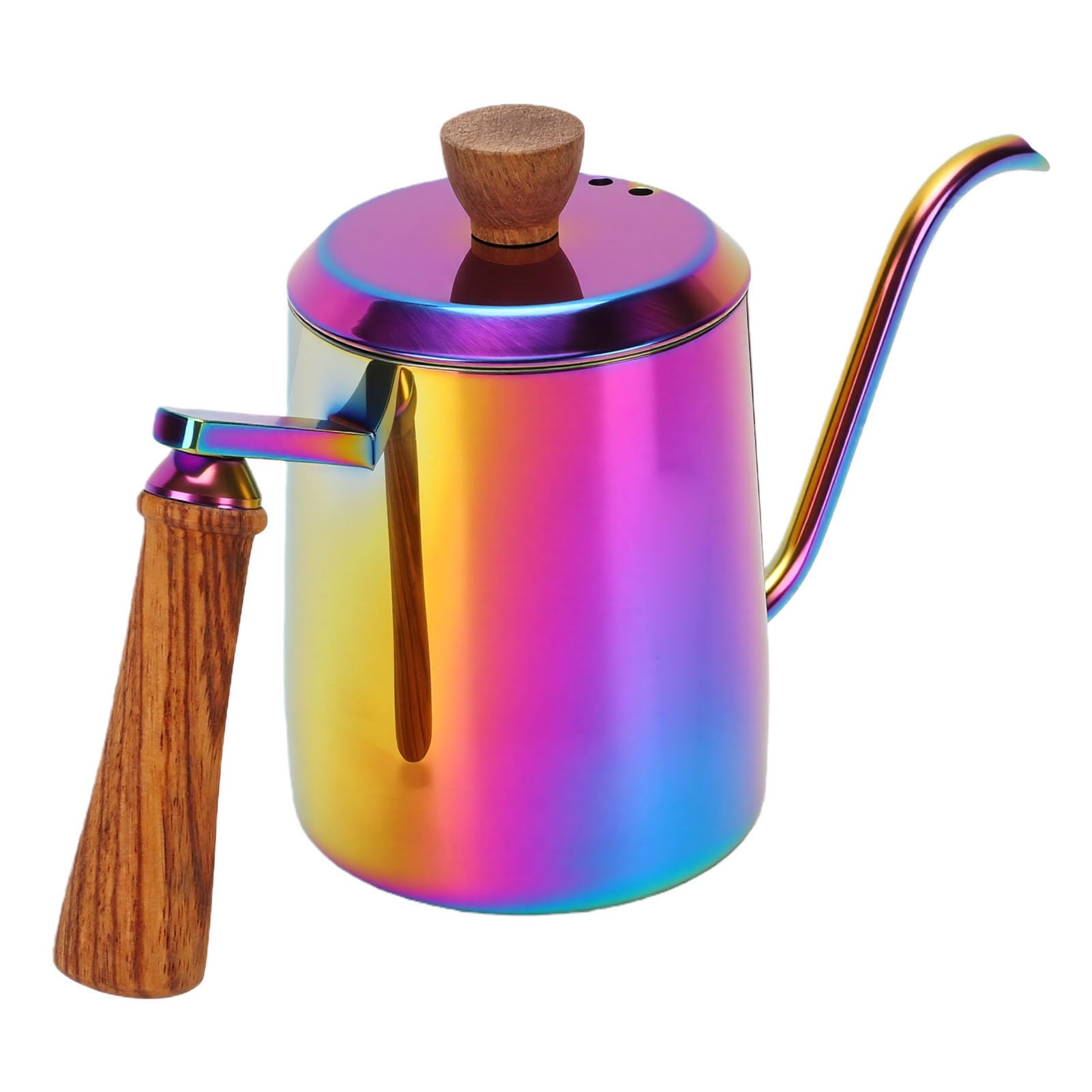 Bewinner Bollitore per caffè Pour Over 600 Ml Macchina per caffè Americano con Beccuccio a Collo di Cigno in Acciaio Inossidabile 304 con Manico in Legno, Versamento di Precisione per Viaggi in