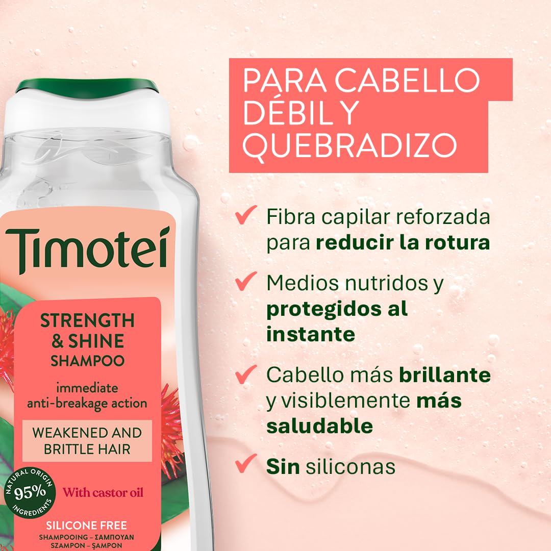 Timotei Champú Fuerza y Brillo 600ml| Acción Antirrotura Inmediata | Fortalece y Nutre | Con Aceite de Coco — view 5