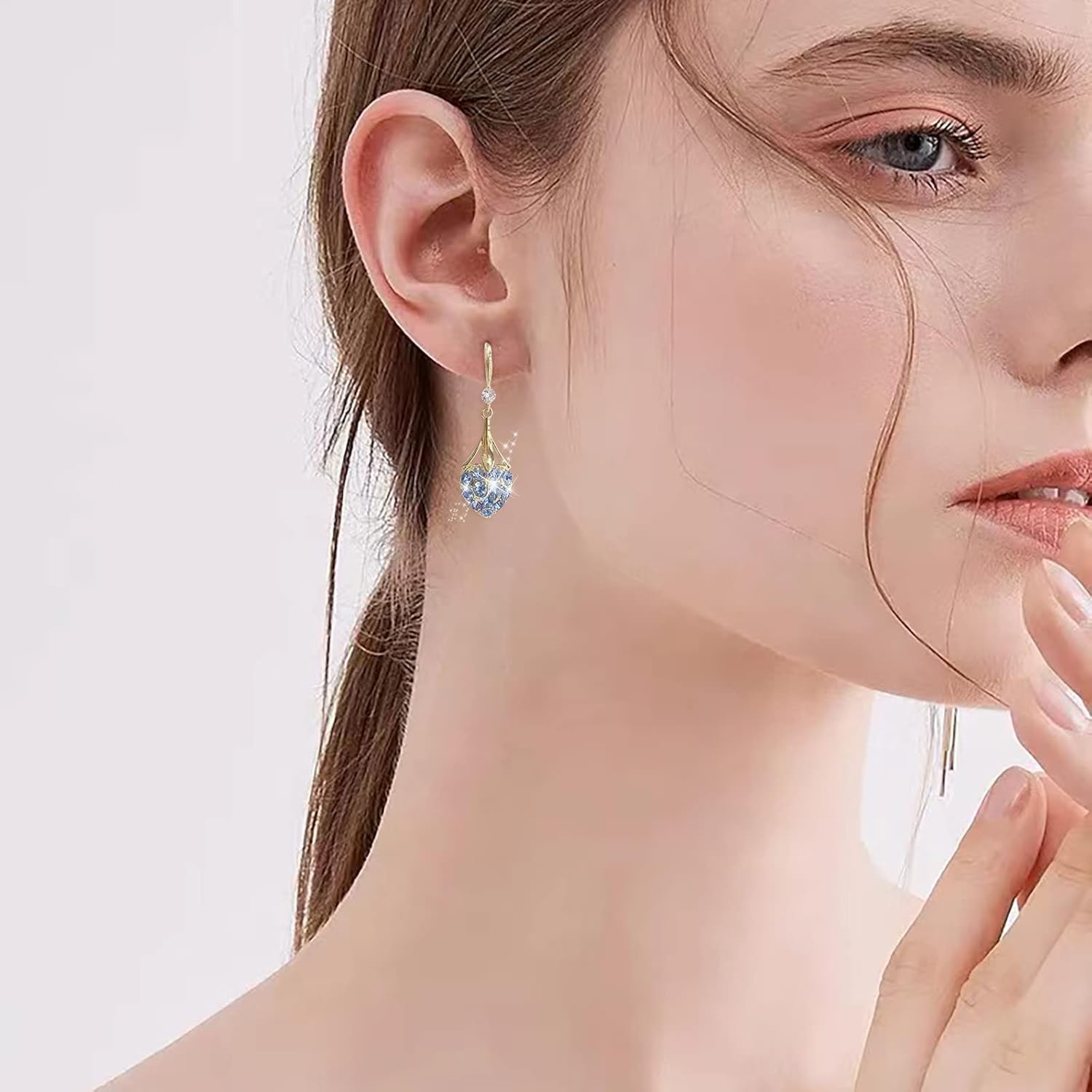 Zirconia Water Drop Love Earrings for Teen Girls Minimalist Piercing Studs Trendy Earrings Small Silver Stud Earrings Silver Trendy Earrings Earrings