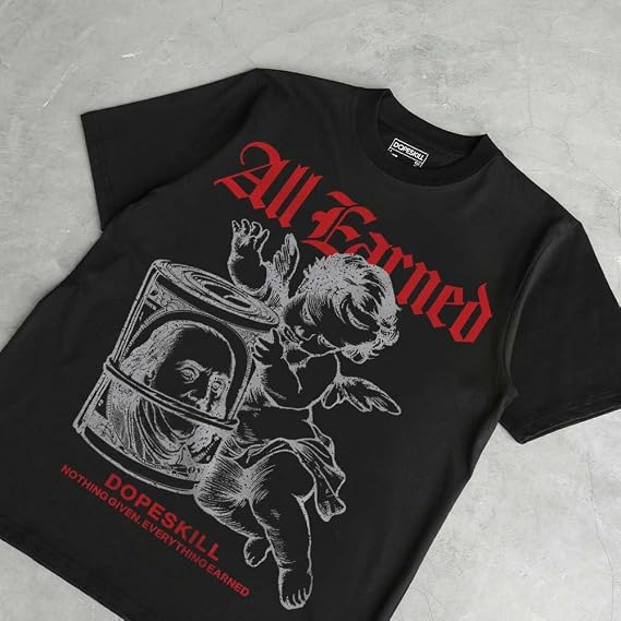 DopeSkill グラフィックTシャツ ストリートウェア ヒップホップ Hypebeast ストリートスタイル クルーネック ユニセックス Tシャツ スニーカー カラーマッチングシャツ エンジェル