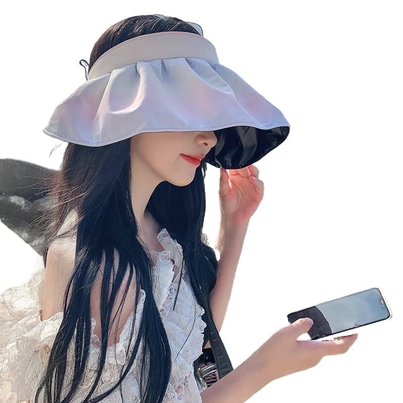 xiaoxueHat Female Gradient Rainbow Color Shell hat New Sun hat Summer Fashion All-Match Empty top hat (Color : Gradient Blue, Size : Medium)