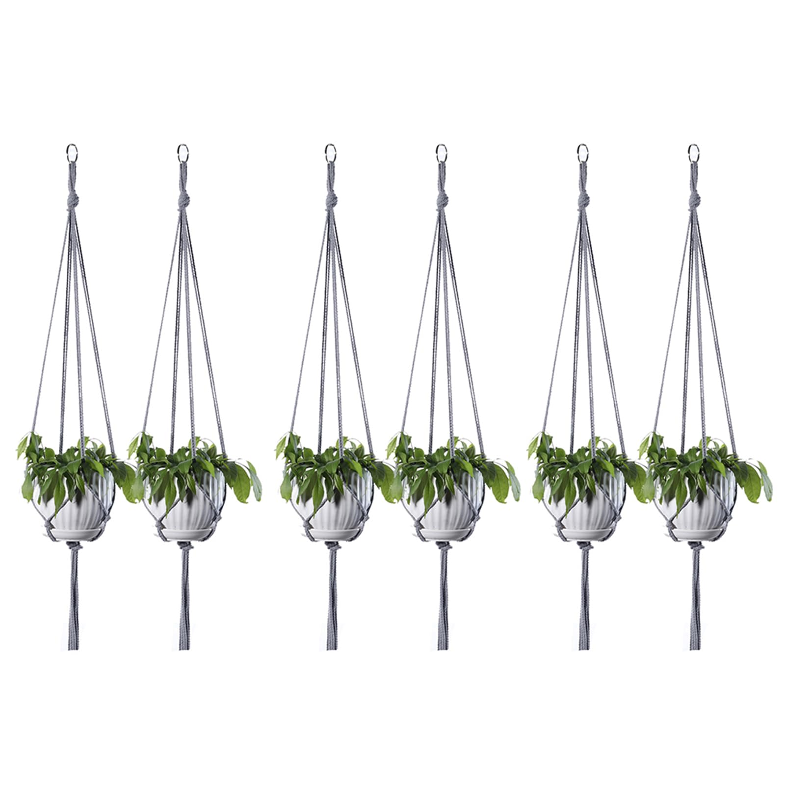 ELANE 6PCS Macrame Plant Hanger Indoor Hanging Planter Basket Decorative Tassels Flower Pot Holder for Indoor Outdoor Home Decor(6Pcs Grey)