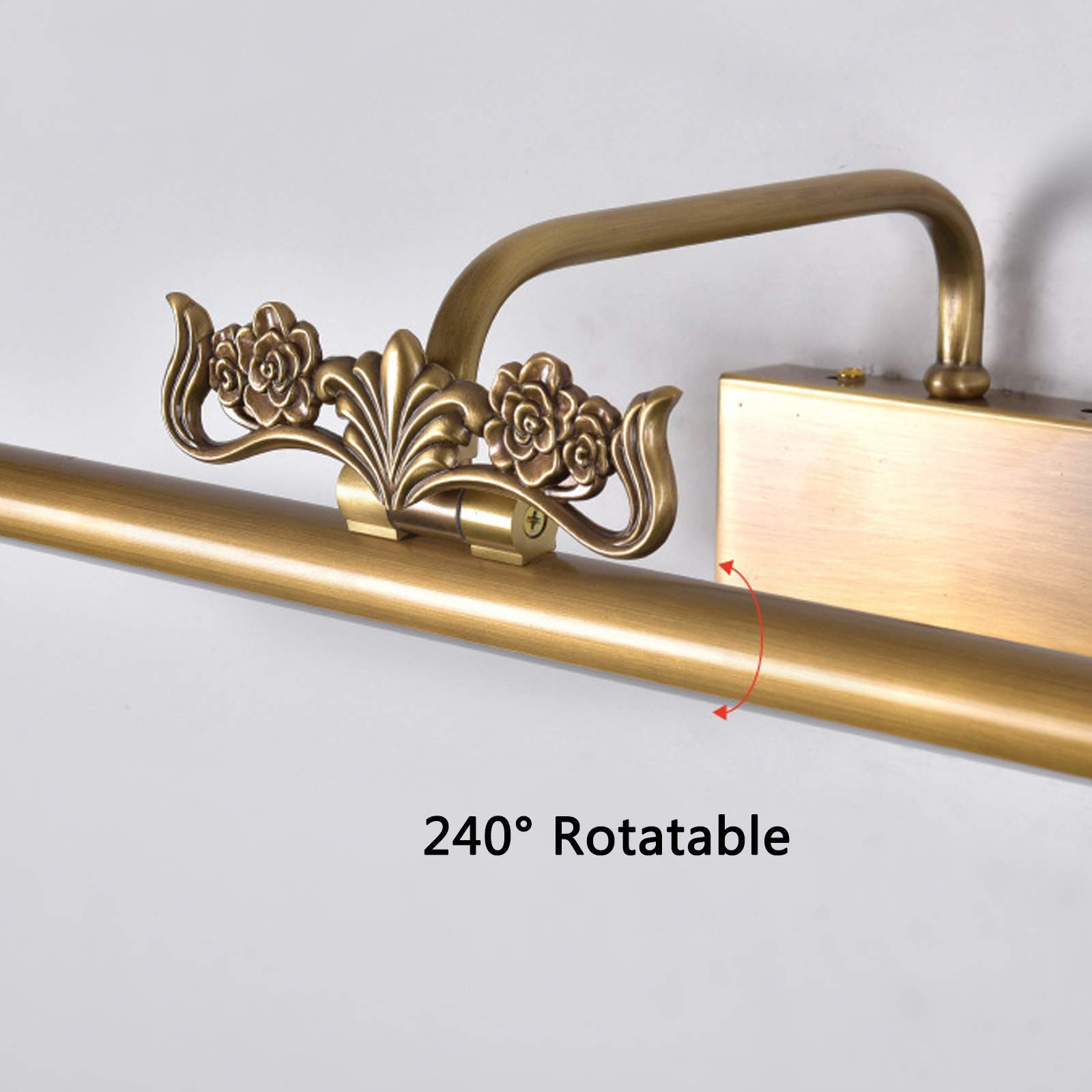 Lampy do lustra łazienkowego w stylu vintage, przednie światło lustra w stylu retro, brązowe światło do obrazu z obrotową głowicą lampy, 4000K neutralna biel, lampy do szafek lustrzanych do