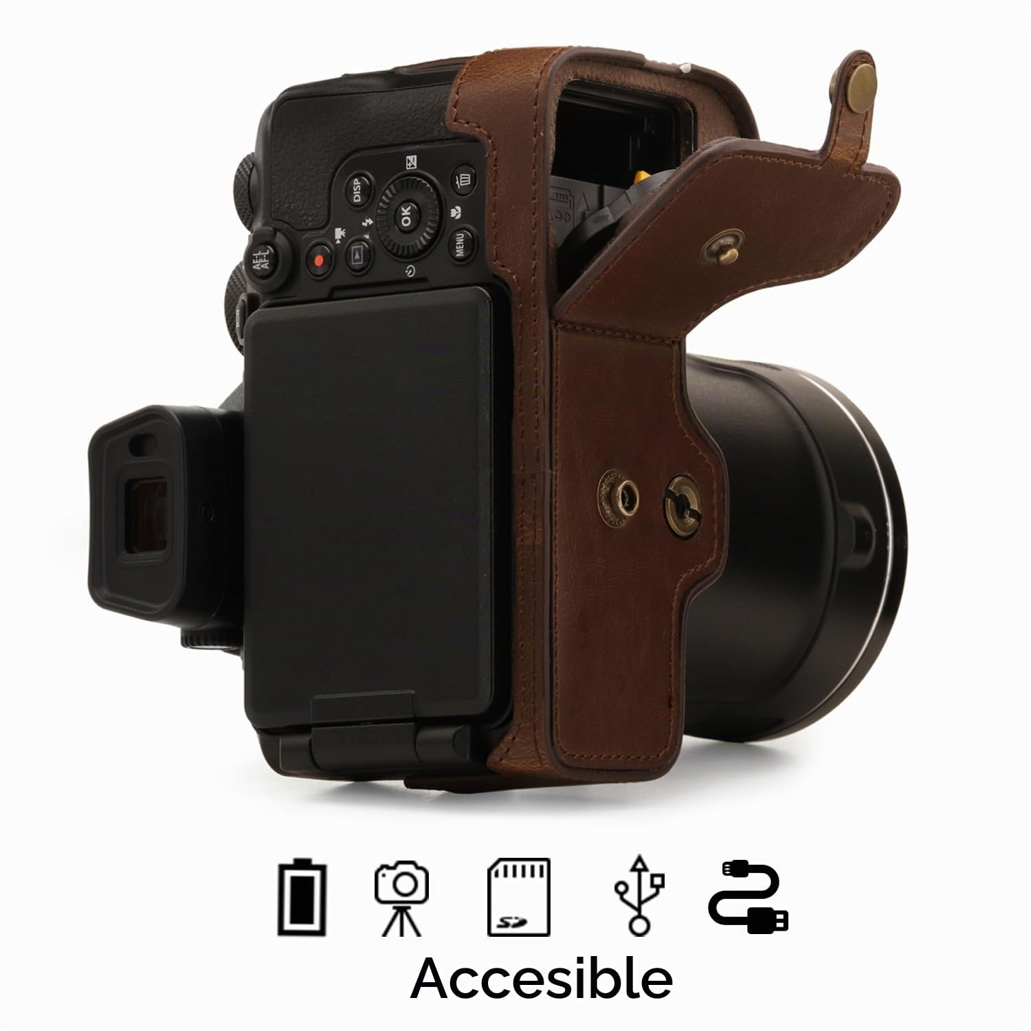 MegaGear Funda de ecopiel Compatible con Nikon Coolpix P950