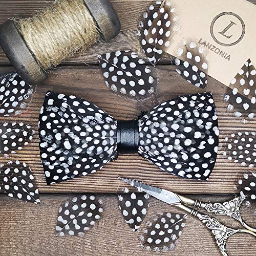 Image of Feather Bow Ties for Men Original Luxury Elegant Wedding Bow Tie Pre-Tied Handmade Mens Bowties for Tuxedo