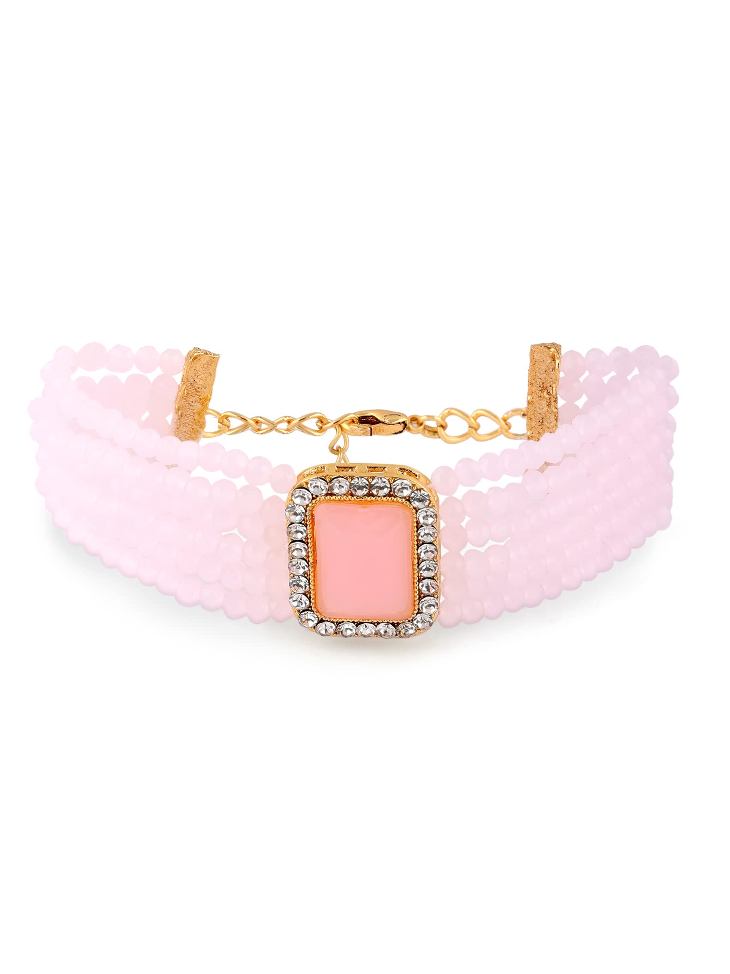 ZAVERI PEARLS Pink Stone Multistrand Crystral Beaded Ethnic Bracelet For Women-ZPFK13671 (B0B1F57ML3) Amazon Price History, Amazon Price Tracker
