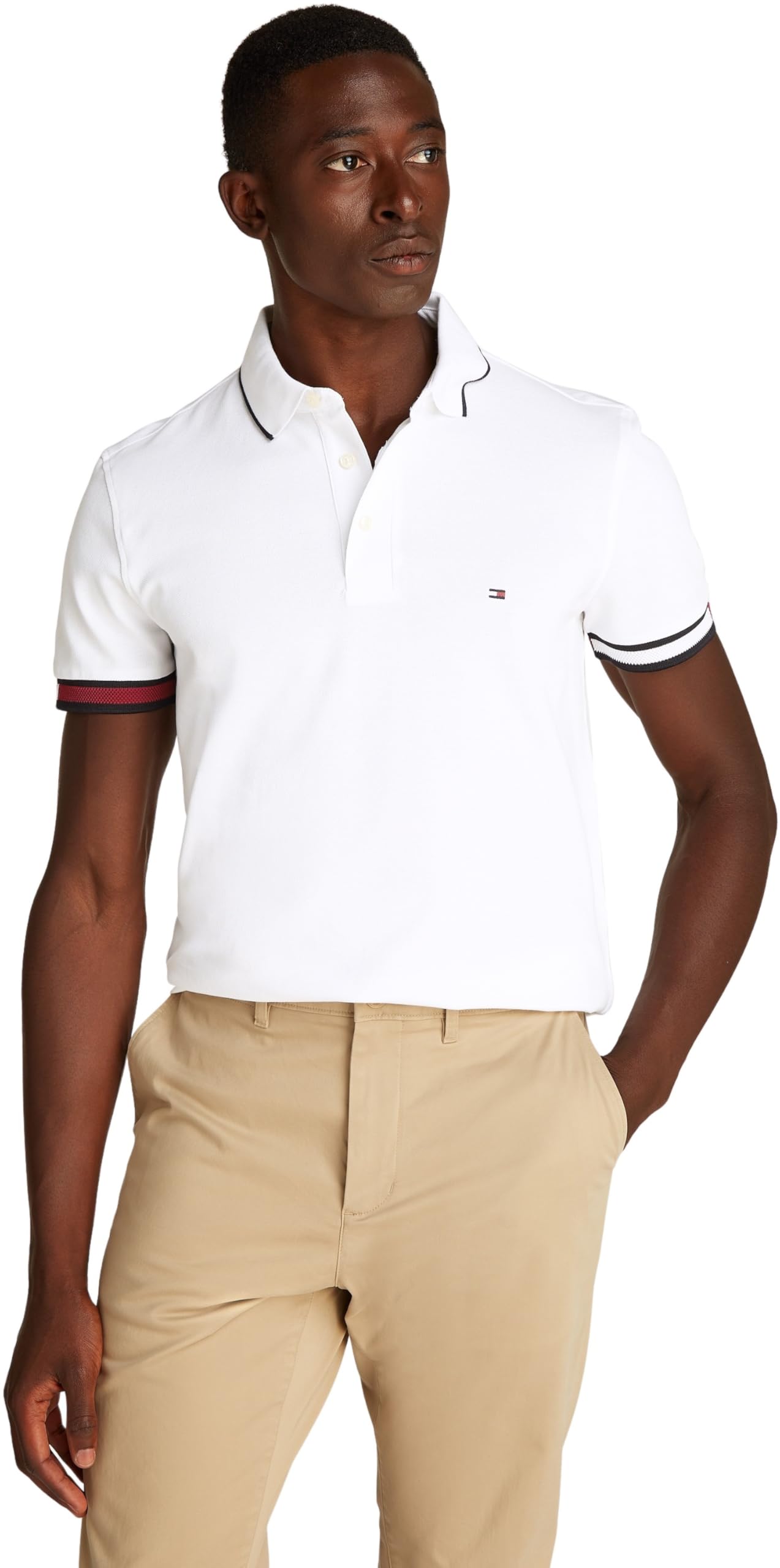 Tommy Hilfiger Polo de Manga Corta Hombre Flag Cuff Slim Fit