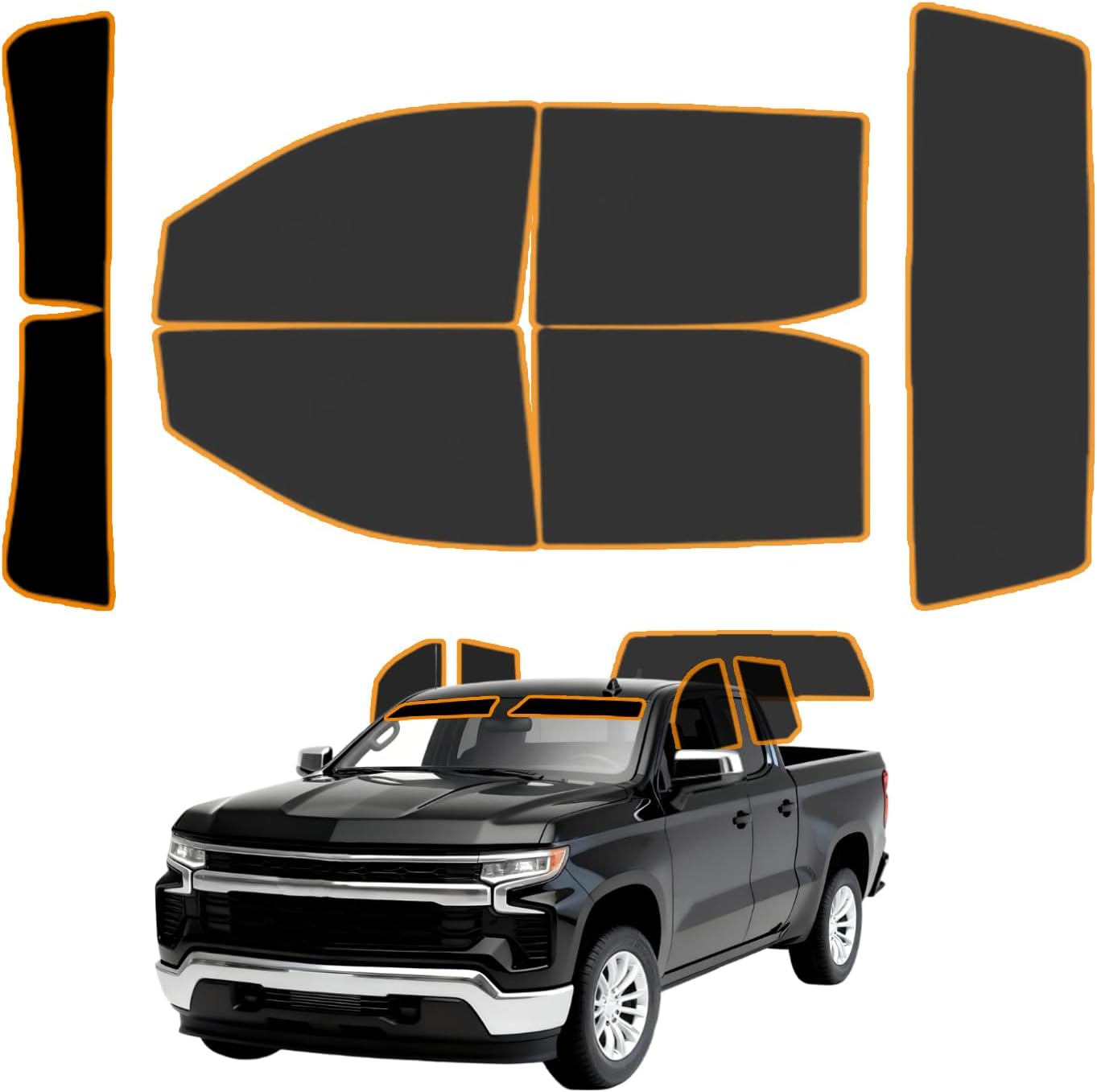 AUTOTEK Precut Window Tint and Strip for 2019-2026 Chevy Silverado 1500 Crew/Extended/Regular Cab, 2Ply Anti-Shatter Automotive Interior Window Film, Anti-Glare, Heat & UV Blocker, Privacy Protection