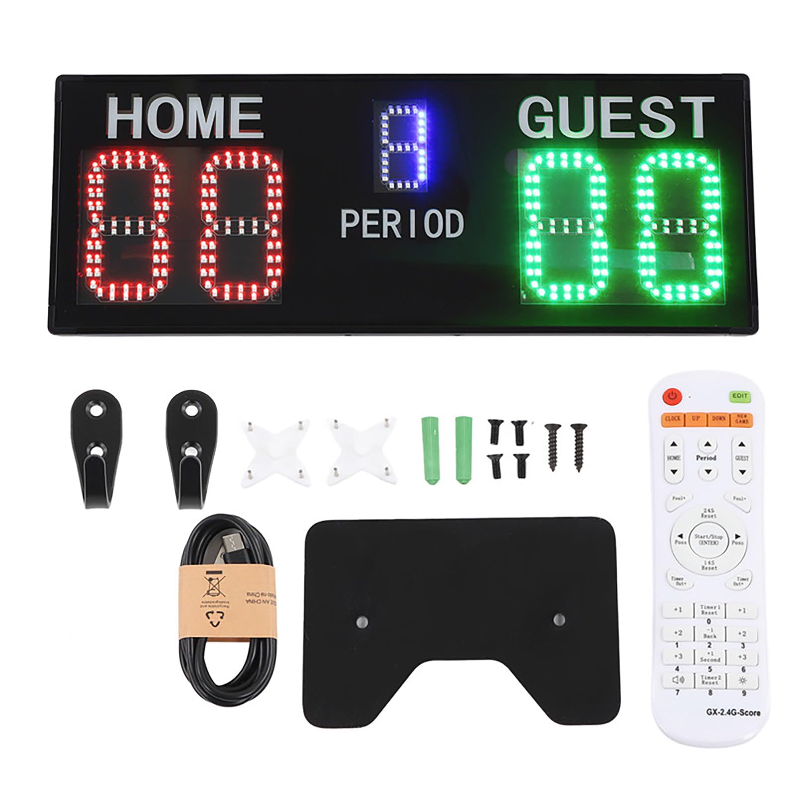 Zunate Segnapunti Digitale LED a 5 Cifre |Tabellone Segnapunti Elettronico Portatile da Basket con Telecomando per Sport Indoor e Outdoor