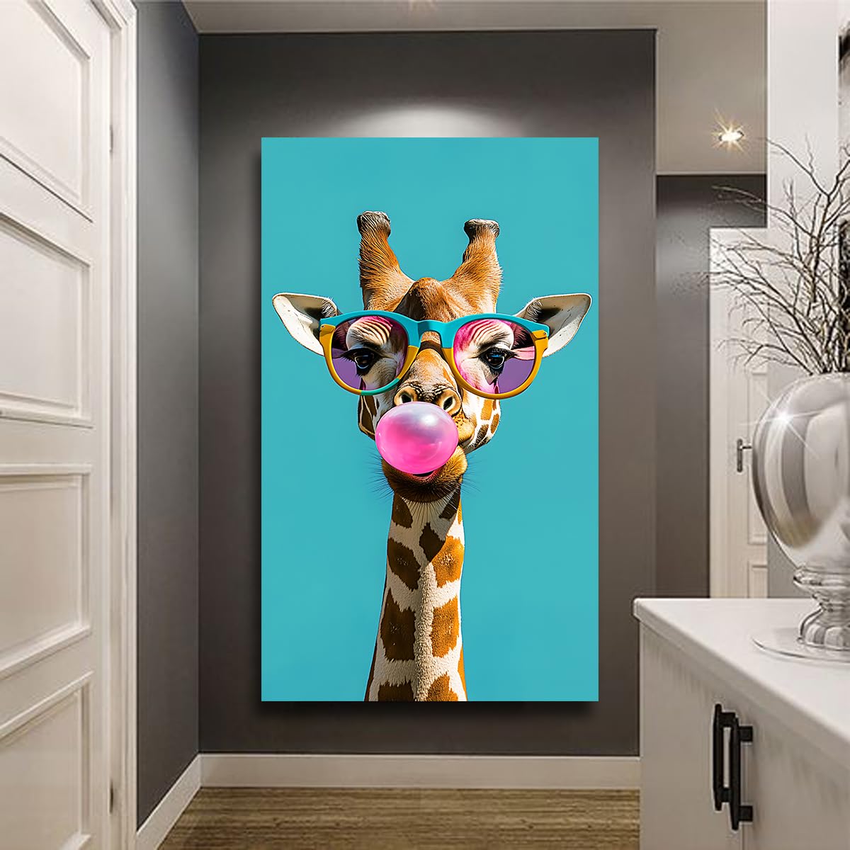 Płótno żyrafa kolorowe okulary przeciwsłoneczne Pop Art 50x100cm