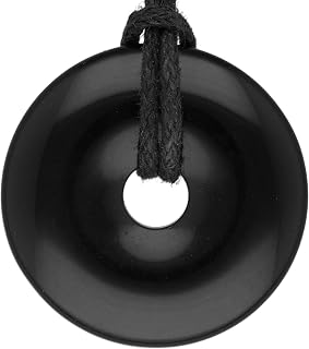 Lebensquelle Plus Colgante donut de piedra natural Ø 30 mm con cordón de algodón | Collar de piedra preciosa