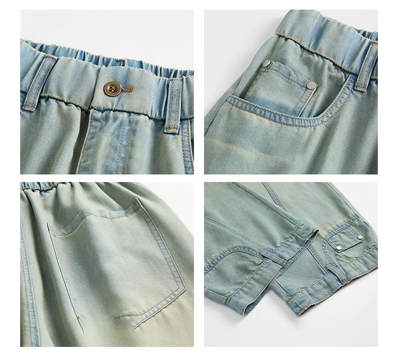 LIXINGHEITANG Retro Thin American Jeans for Men and Women Couples summercool Pants4