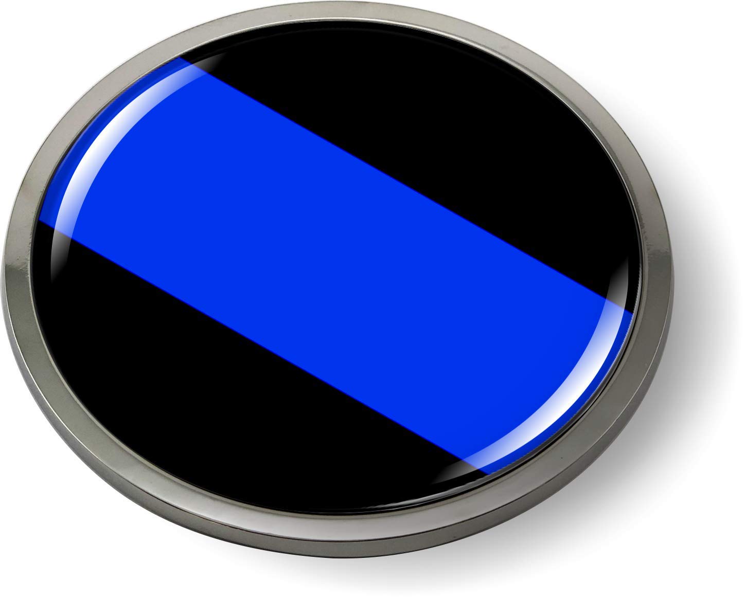 BestLicensePlateFrames Thin Blue LINE 3D Domed CAR Emblem Badge Sticker Round - Picture 3 of 18