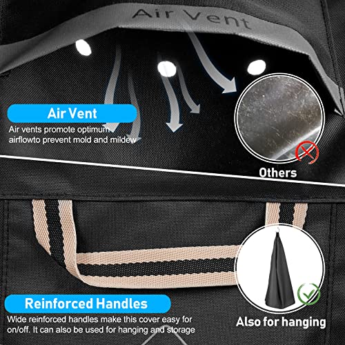 Qh.home Fire Pit Cover Round 900D Strong Tear Resistant - 100% Waterproof Outdoor Fire Pit Cover With Pu Coating, Upf 50+ Firepit Covers Round Uv Resistant And Fading Resistant, (50" D X 24" H, Black) #TOP6