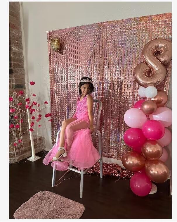 Jumpsuits Pageant Dress for Girls V Neck Sequin Ball Gowns Toddler Performance Short Tulle Flower Girl Dress2