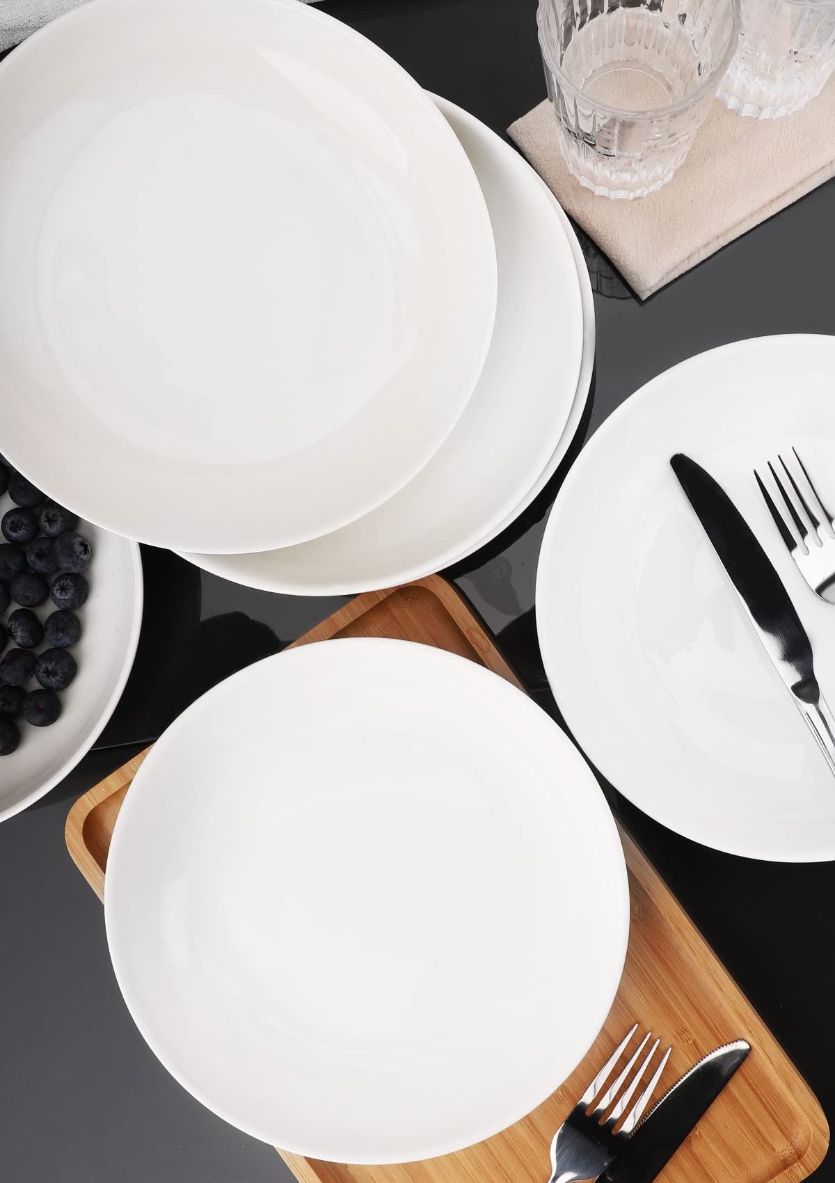Nucookery Cuencos de porcelana para pasta de 30 onzas, cuencos blancos para sopa, cuencos grandes para servir ensaladas, fáciles de limpiar y aptos para lavavajillas, juego de 6