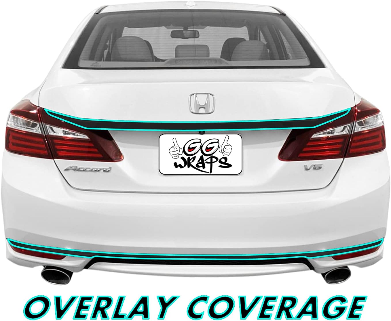 SlickMod Chrome Delete Blackout Vinyl Overlay for 2016-2017 Honda Accord Sedan Trunk Trim and Diffuser (Full Kit, Gloss Black)