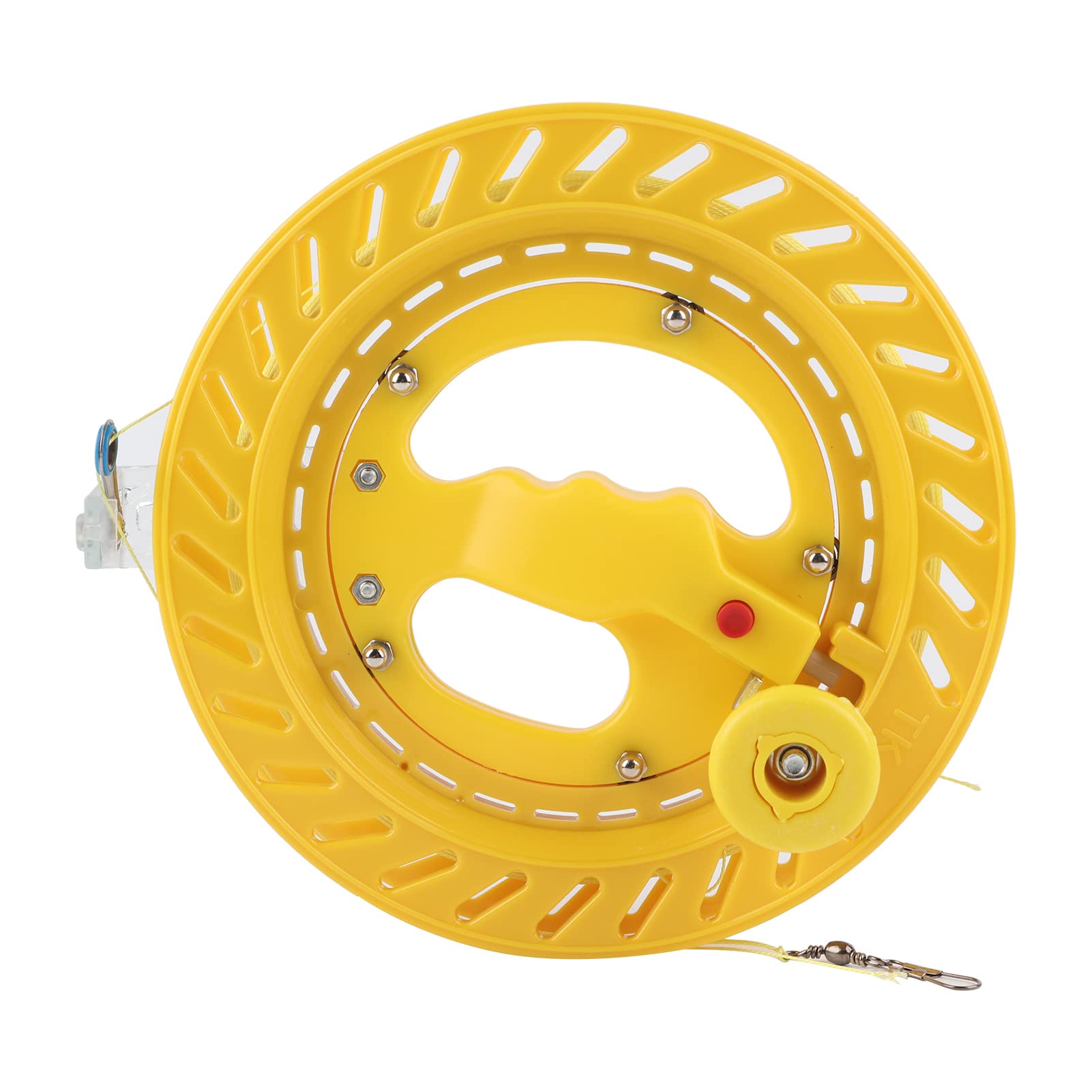 equlup Kite Reel, 200M Line 20cm Wheel Outdoor Kite Line Winder Winding Reel Grip Wheel ABS Outdoor Kite Line String Winder Grip Wheel Flying Tools for Kite (20cm Full Yellow Wheel + 200m line)