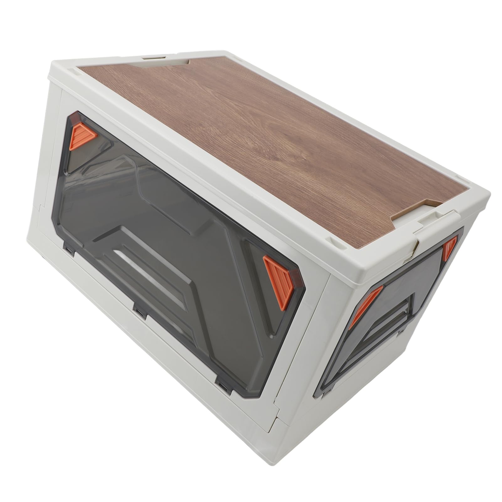 Scatola Portaoggetti Pieghevole da 52 Litri, Organizer per Bagagliaio per Auto in Plastica PP con Coperchio in MDF, Contenitore Impilabile con Apertura Laterale, Maniglie 19,7x13,8x11,8