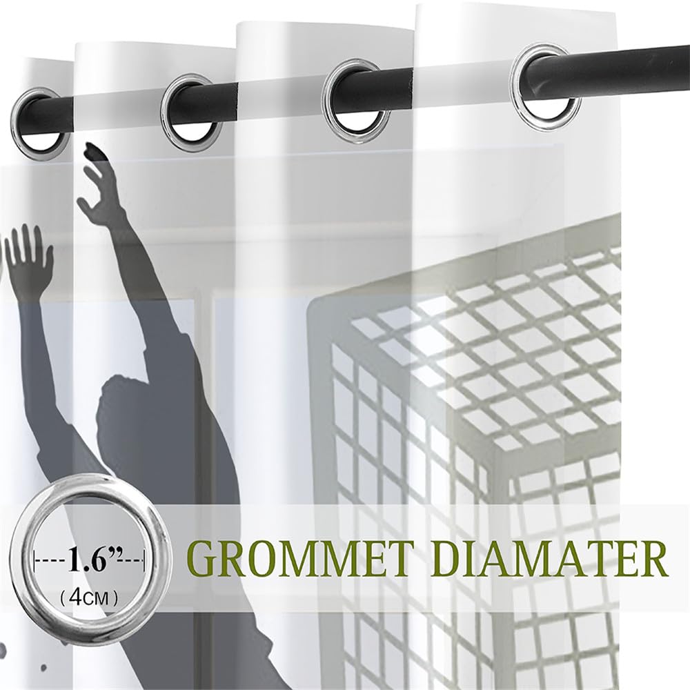 Mateju Voile Gardinen Set 2-teilig Mit Ösen - Fußball Motiv 140x213cm