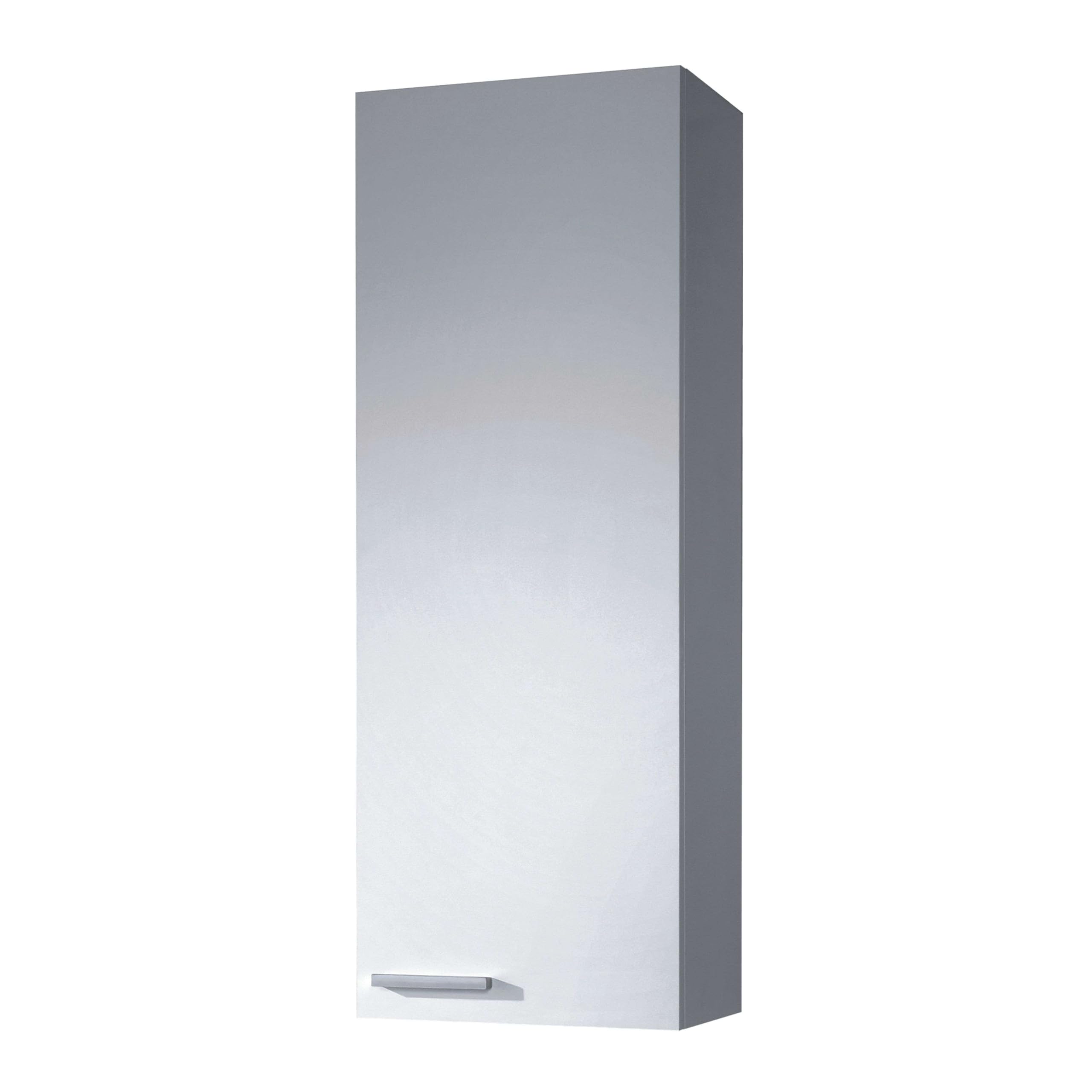 ARKITMOBEL Mueble Auxiliar de Baño Elora 1 Puerta 2 Estantes Diseño Moderno Melamina Color Blanco Brillo 30x85x25 cm