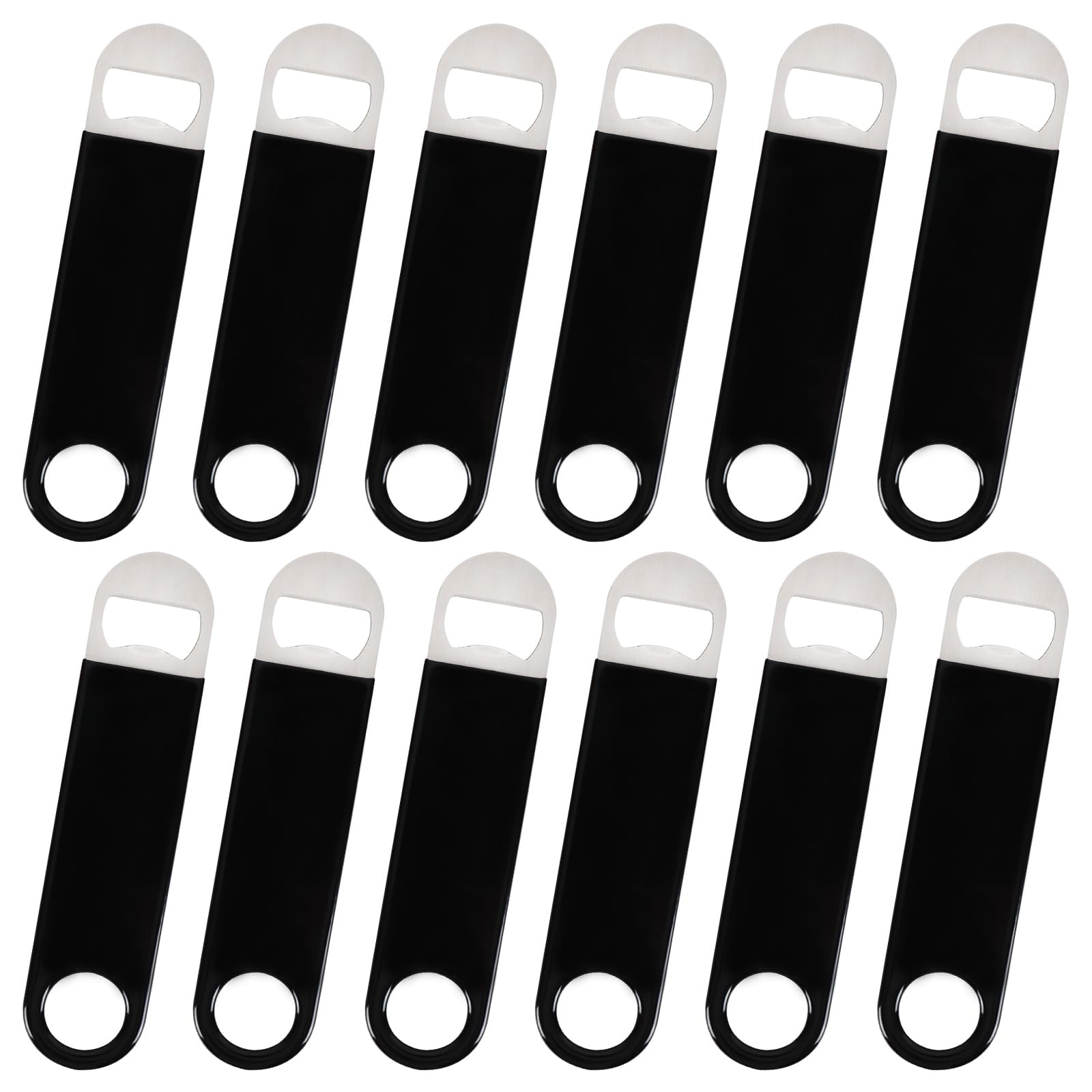 Décapsuleur plat acier inoxydable noir Bringer lot de 12 ouvre-bouteille bar