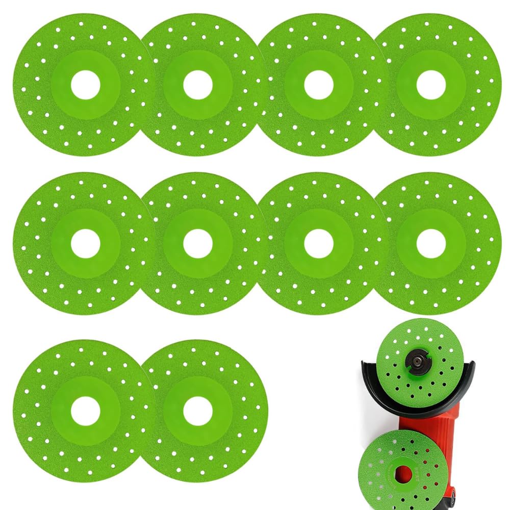 10Pcs Rock Slab Grinding Disc, 115mm 4/4.5/4.9 Inch Ultra-Thin Multi-Pore Saw Blades for Angle Grinder, 1mm Diamond Grinding and Cutting Disc Set for Granite, Marble, Glass, Ceramic Tile Polishing