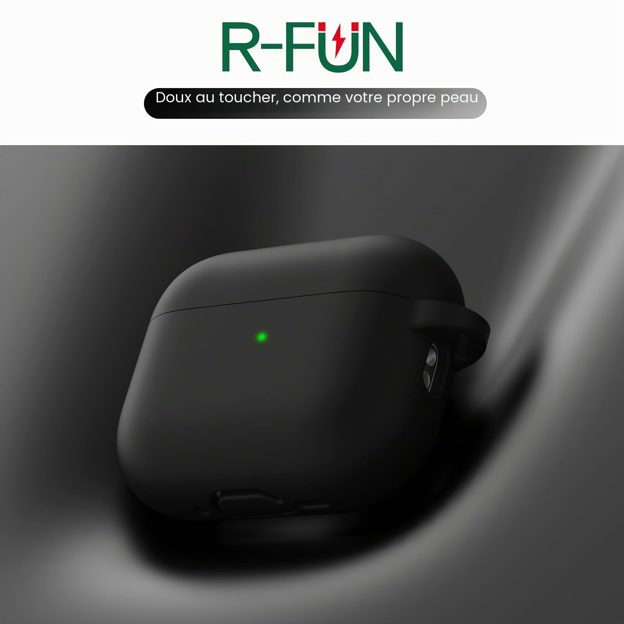 Coque AirPods Pro 3 Silicone Souple Protection Apple AirPods Pro 3e génération Noir avec Kit de Nettoyage Porte-clés