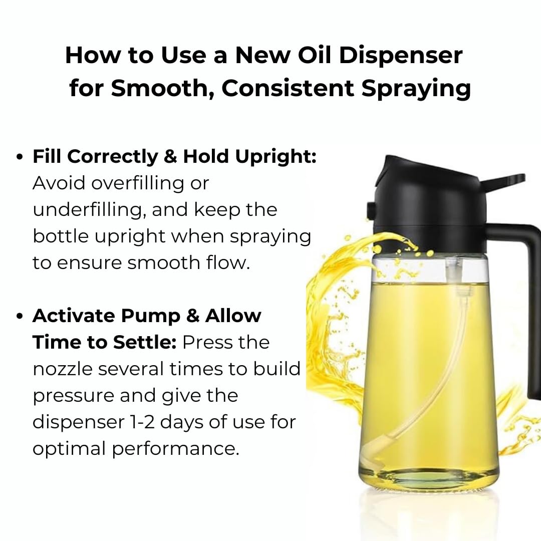 Havanish Oil Sprayer and Oil Dispenser Bottle for Kitchen, Glass Oil Bottle with Premium Nozzle, 2 in 1 Oil Sprayer for Air Fryer, Salad, BBQ, Roasting (500ml, Multi Color) 2