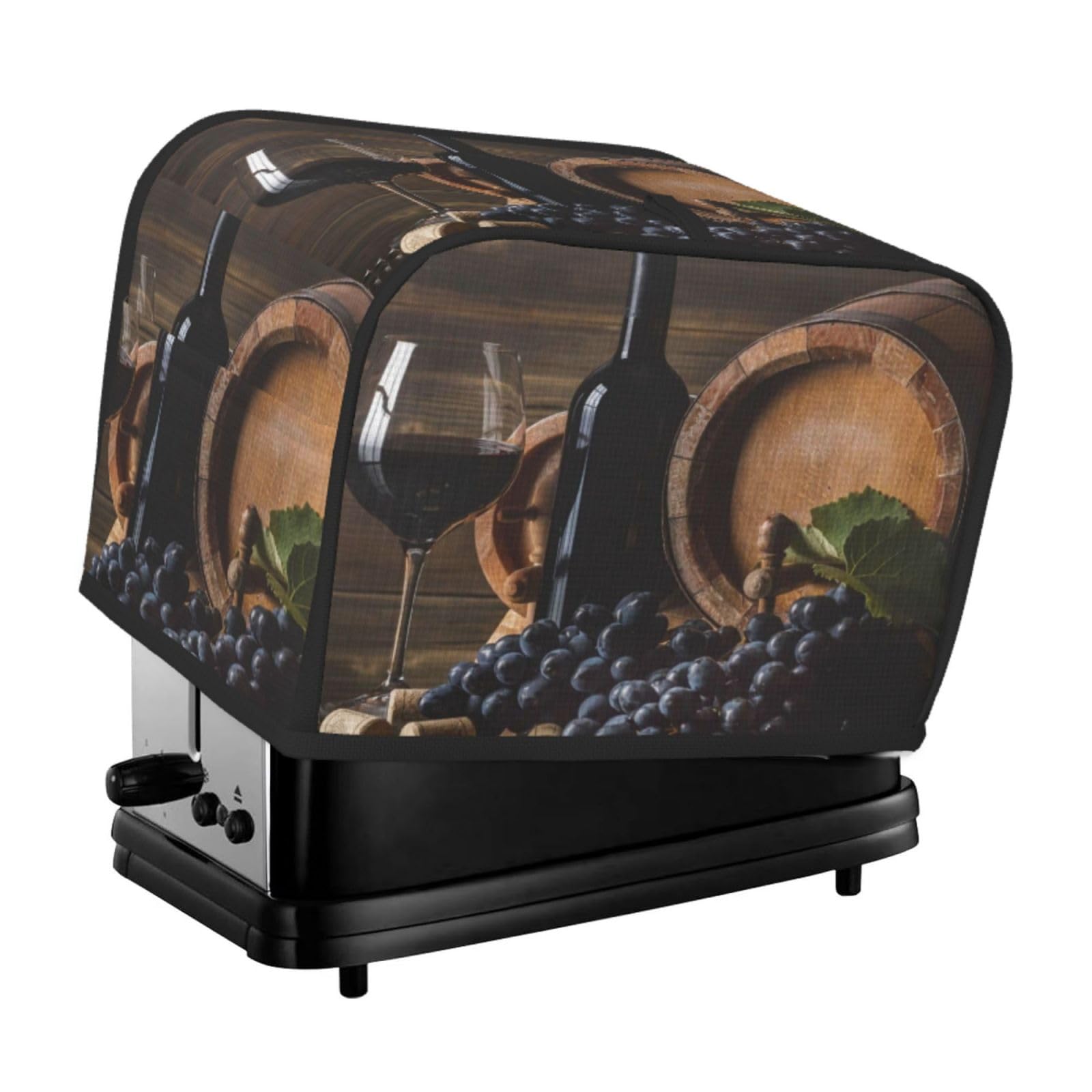 HOYYU Vintage Wine Grapes Toaster Cover, 2 Slice Bread Maker Cover with Pockets, Dustproof, Waterproof, Oxford Fabric, Fits Standard 2 Slice Toasters