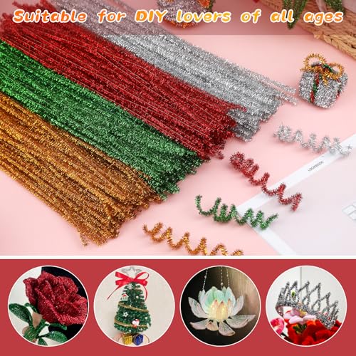 Image of ZXIIXZ 100 Pcs Pipe Cleaners, Glitter Pipe Cleaners Bulk for Making Flowers