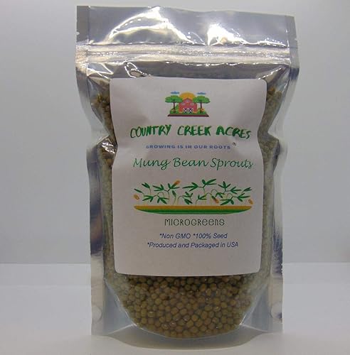Semilla de brote de frijol mungo – 4 onzas – Marca Country Creek – Frijoles Mungos secos para brotes, plantación de jardín, cocina china y asiática,