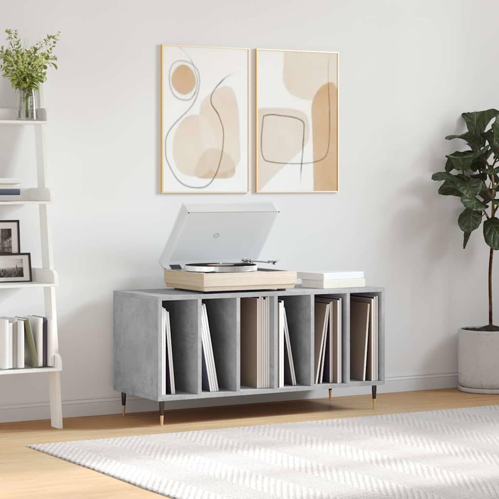 vidaXL Szafka na płyty, szarość betonu, 100x38x48 cm, szafka na winyle, szafka RTV, szafka pod TV, szafka na płyty winylowe, szafka multimedialna