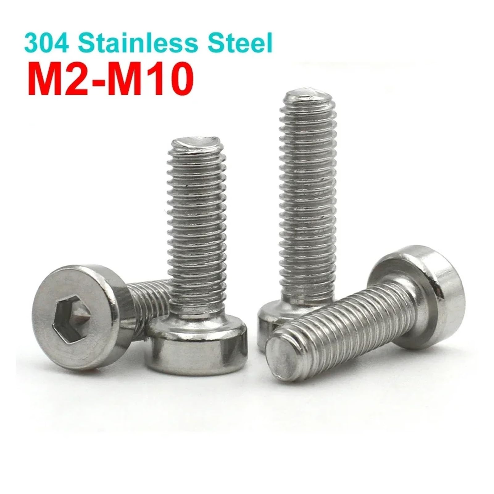 5/10/20/50 pz M2 M2.5 M3 M4 M5 M6 M8 M10 DIN7984 304 In Acciaio Inox Esagonale A Esagono Incassato Sottile Corto Basso Cap Vite A Testa Vite(60mm,M6 (10pcs))