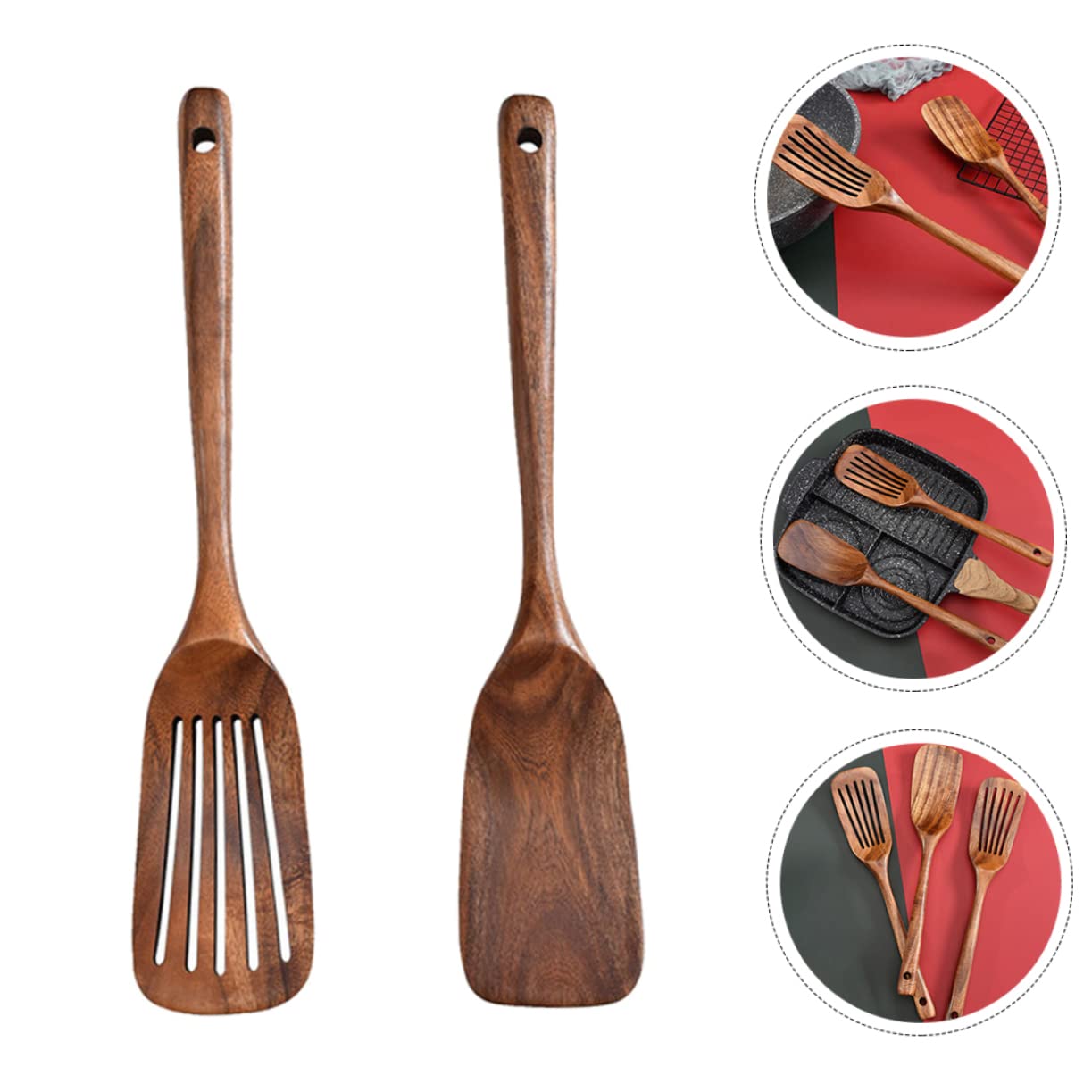 MAGICLULU 2 Sätze Holzspatel Antihaft-spachtelwender Wender-spatel Umdrehen Und Kochen Handschuhe Utensil Ofen Küchengeräte Pfannkuchen Haushaltsspatel Mit Langem Griff 2 Stücke * 2