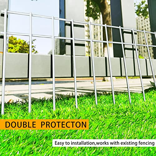 White Animal Barrier, 20 Pack No Dig Fence, 20" L X 10" H Underground Decorative Garden Fencing, Pet Dog Rabbits Fences Panel, Galvanized Steel Stakes 2 Inch Spike Spacing,Outdoor Yard Patio #TOP4