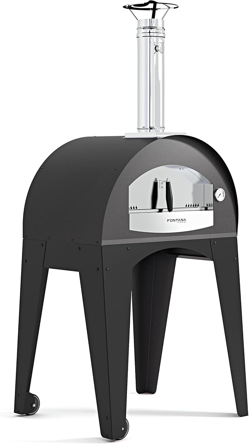 Fontana Forni Ischia Wood-Fired Outdoor Pizza Oven – Portable Stainless Steel Pizza Oven for Backyard Cooking, Reaches 900°F, Made in Italy