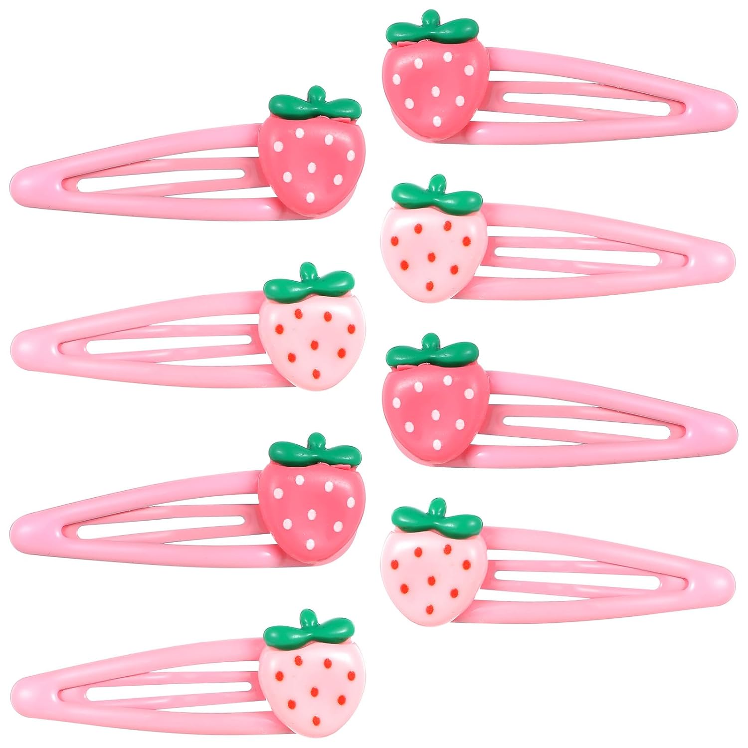 8Pcs Strawberry Hair Clips for Women, Pink Kawaii Resin Snap Barrettes, Non-Slip Cute Hair Accessories Gift for Girls Teens