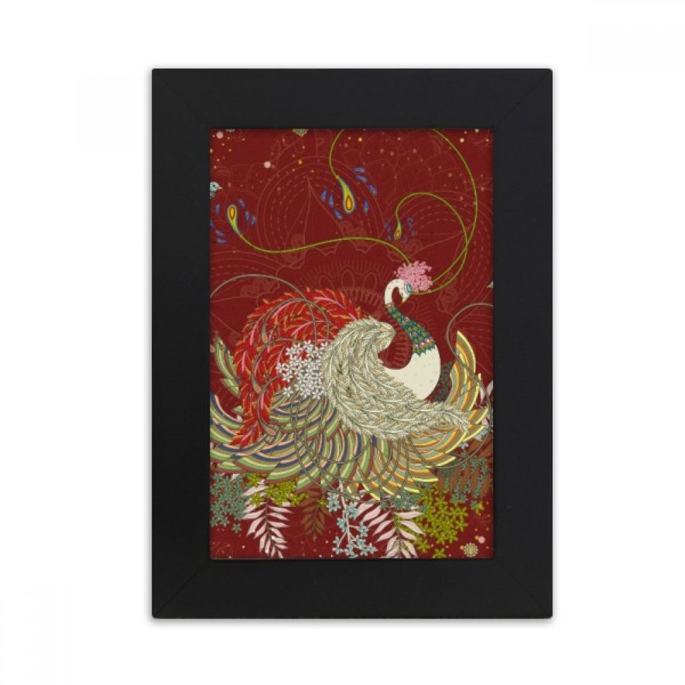 Cadre photo noir Ukiyo-E 5X7 pouces avec peinture oiseau fleur